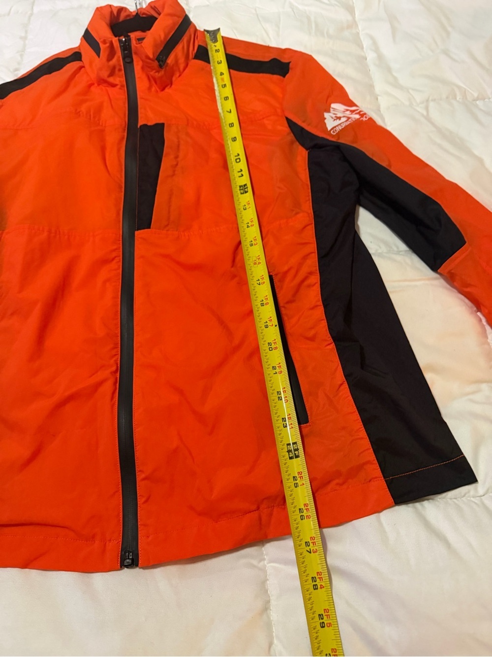 High-Visibility Orange Waterproof lightweight Jacket with zip up hood - Picture 7 of 8
